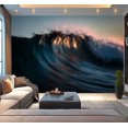 thumbnail image 1 of Peel and Stick Wallpaper Dark majestic wave cresting golden morning light Modern Art Wall Mural Decor Self Adhesive and Removable 100in x 144in, 1 of 8