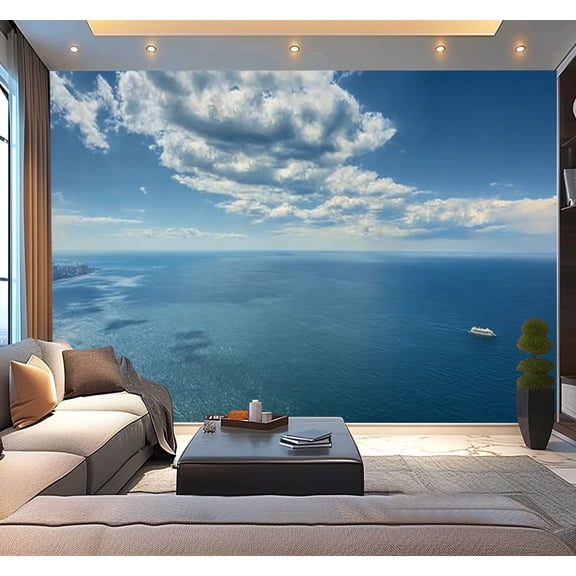 Peel and Stick Wallpaper Endless sea sky Modern Art Wall Mural Decor Self Adhesive and Removable 100in x 144in