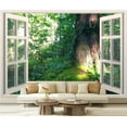 thumbnail image 1 of Peel and Stick Wallpaper Fairy Tale Forest Window Mossy Tree Doorway Modern Art Wall Mural Decor Self Adhesive and Removable 69in x 98in, 1 of 8
