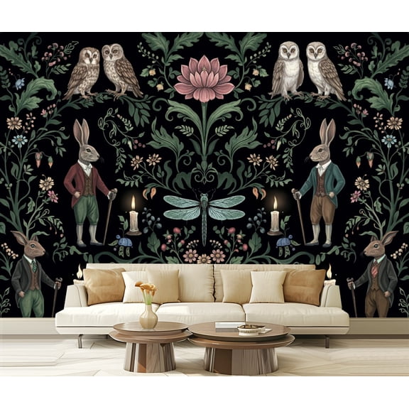 Peel and Stick Wallpaper Fairytale graphic seamless forest Modern Art Wall Mural Decor Self Adhesive and Removable 69in x 98in