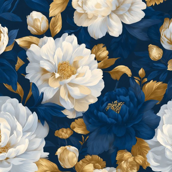 Peel and Stick Wallpaper Floral Composition Gold Accents 17.7in x 9.8ft Self Adhesive Contact Paper Renter Friendly