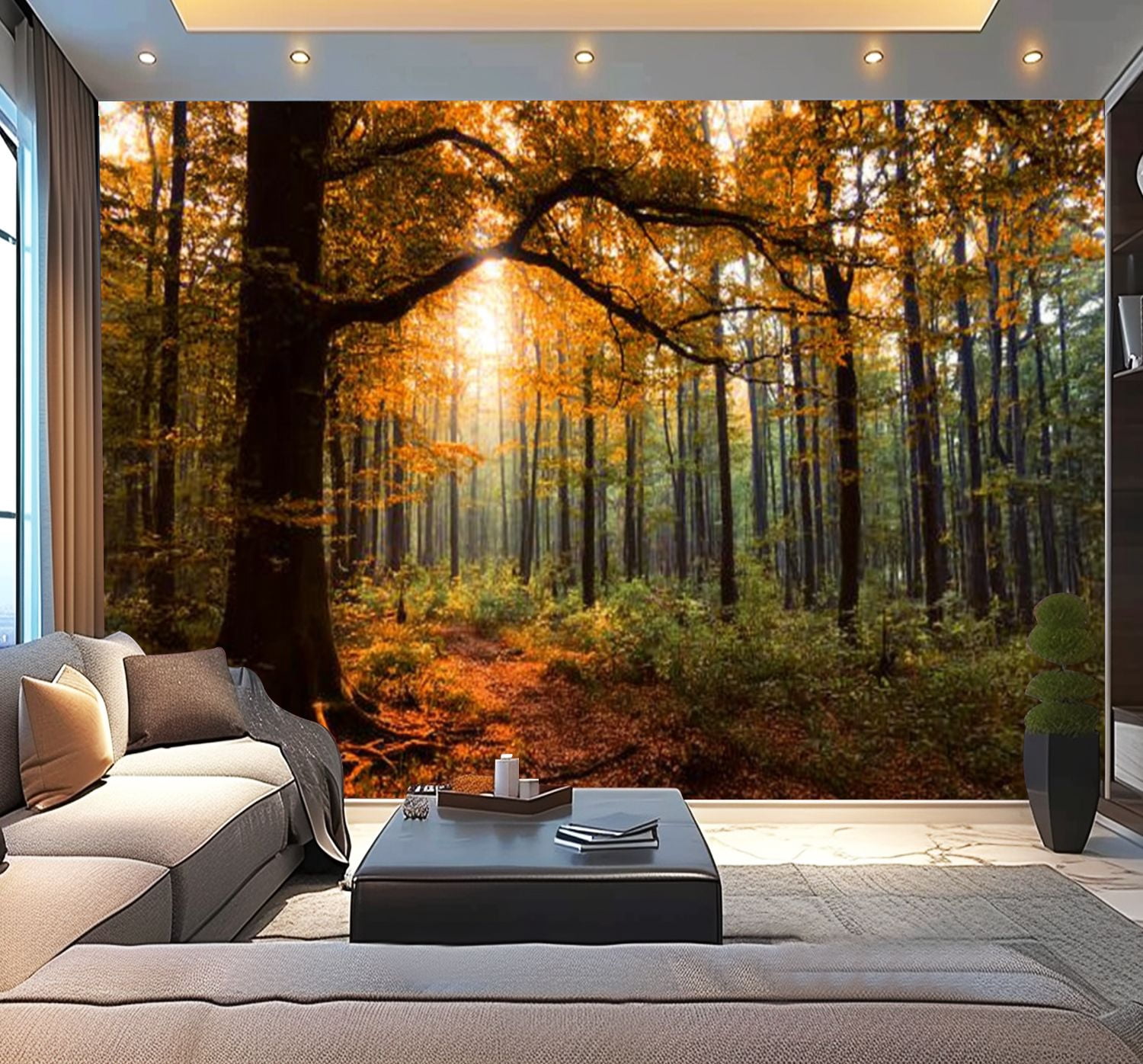 Peel and Stick Wallpaper Forest Modern Art Wall Mural Decor Self Adhesive and Removable 100in x 144in