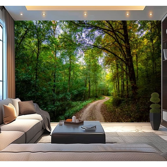 Peel and Stick Wallpaper Forest path Bois de Meudon Clamart France Modern Art Wall Mural Decor Self Adhesive and Removable 100in x 144in