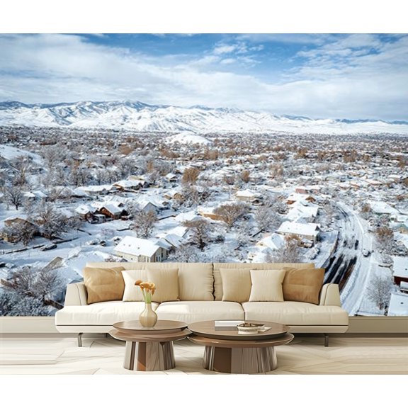 Peel and Stick Wallpaper Fort winter cityscape Modern Art Wall Mural Decor Self Adhesive and Removable 69in x 98in