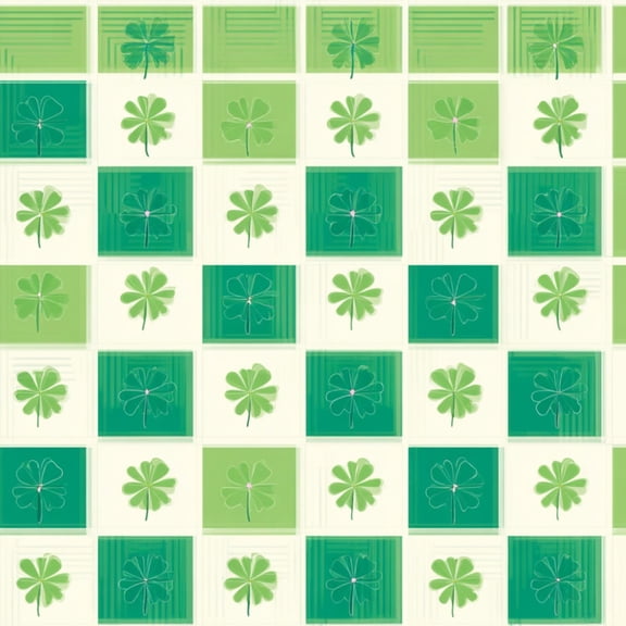 Peel and Stick Wallpaper Green Four Leaf Clover Geometric Self Adhesive Removable Renter Friendly Contact Paper for Bedroom 17.7in x 118in