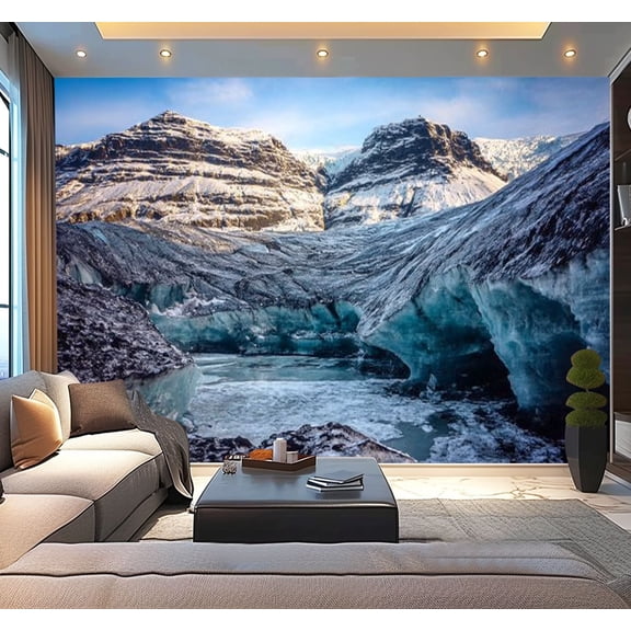Peel and Stick Wallpaper Ice cave entry end an glacier field Modern Art Wall Mural Decor Self Adhesive and Removable 100in x 144in