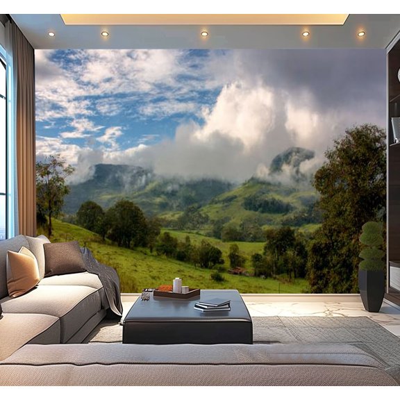 Peel and Stick Wallpaper Iguaque mountain clouds sunset Modern Art Wall Mural Decor Self Adhesive and Removable 100in x 144in