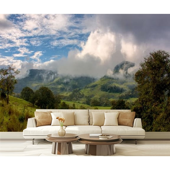 Peel and Stick Wallpaper Iguaque mountain clouds sunset Modern Art Wall Mural Decor Self Adhesive and Removable 69in x 98in