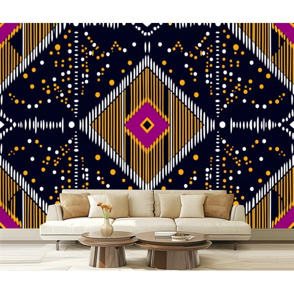 Peel and Stick Wallpaper Ikat Aztec print Mexican seamless Modern Art Wall Mural Decor Self Adhesive and Removable 69in x 98in