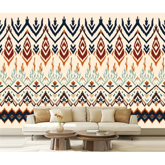 Peel and Stick Wallpaper Ikat ethnic abstract beautiful art Ikat Modern Art Wall Mural Decor Self Adhesive and Removable 69in x 98in