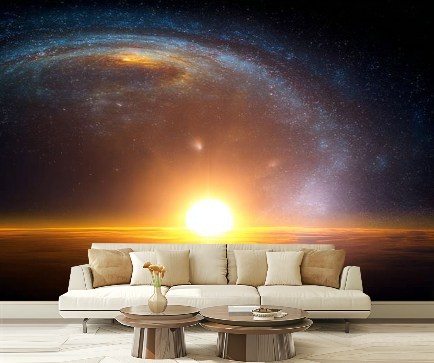 Peel and Stick Wallpaper Landscape Milky way galaxy Sunrise Earth view ...