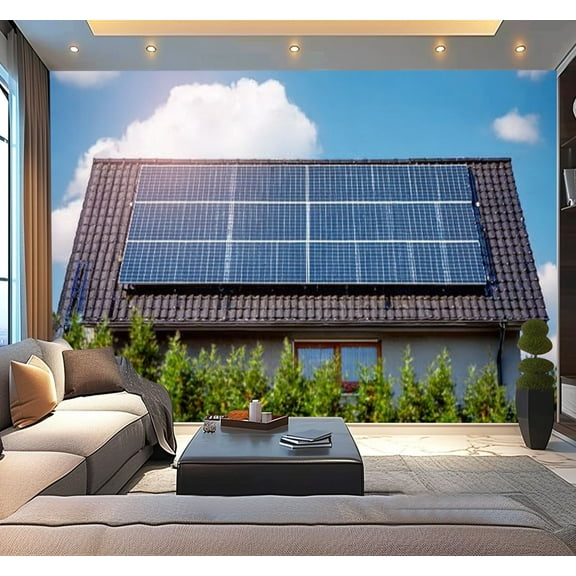 Peel and Stick Wallpaper Large solar panel roof Modern Art Wall Mural Decor Self Adhesive and Removable 100in x 144in