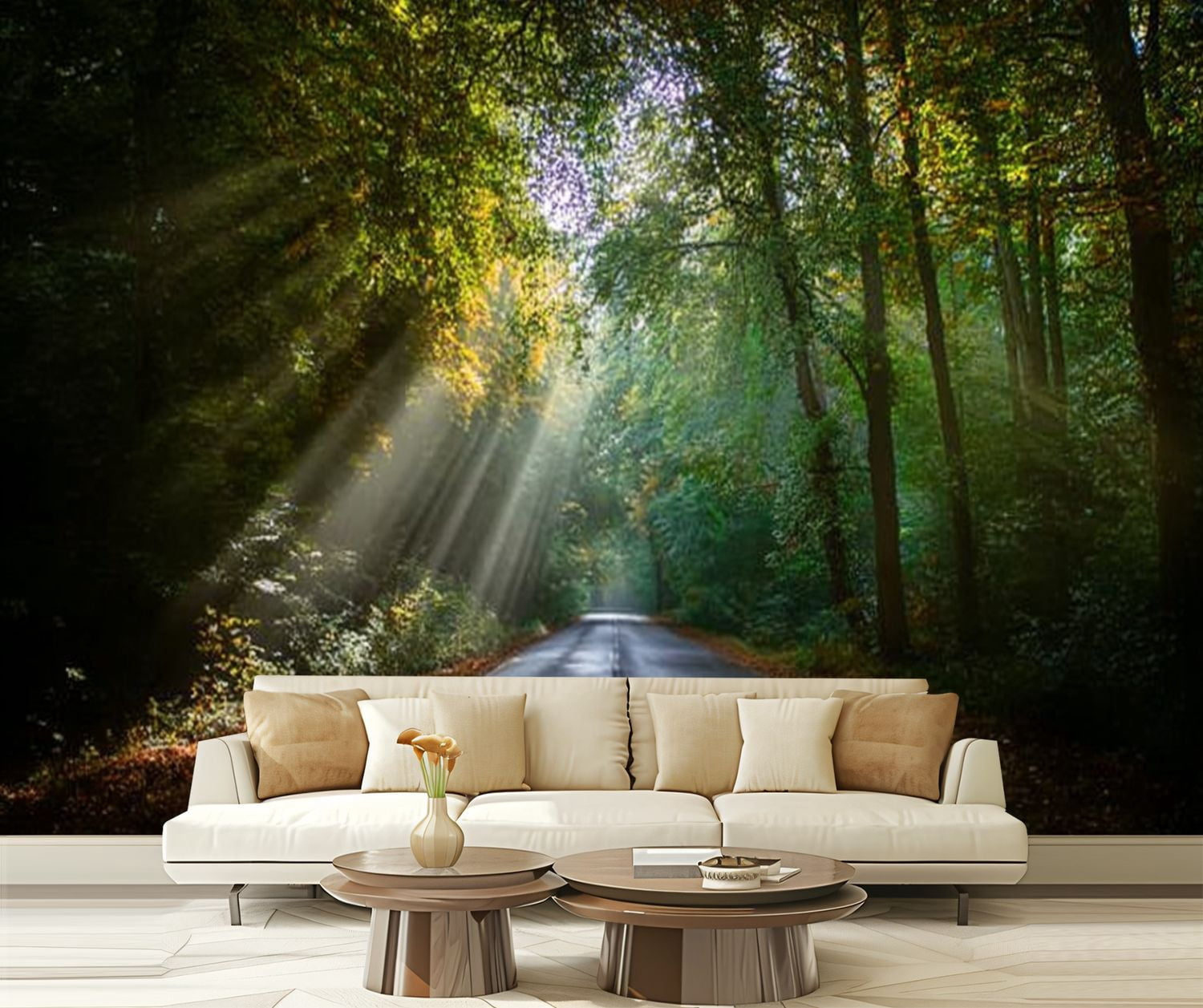 Peel and Stick Wallpaper Light beams forest Modern Art Wall Mural Decor Self Adhesive and Removable 69in x 98in