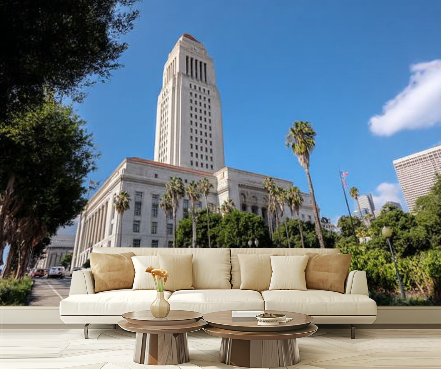 Peel and Stick Wallpaper Los Angeles City Hall Modern Art Wall Mural ...