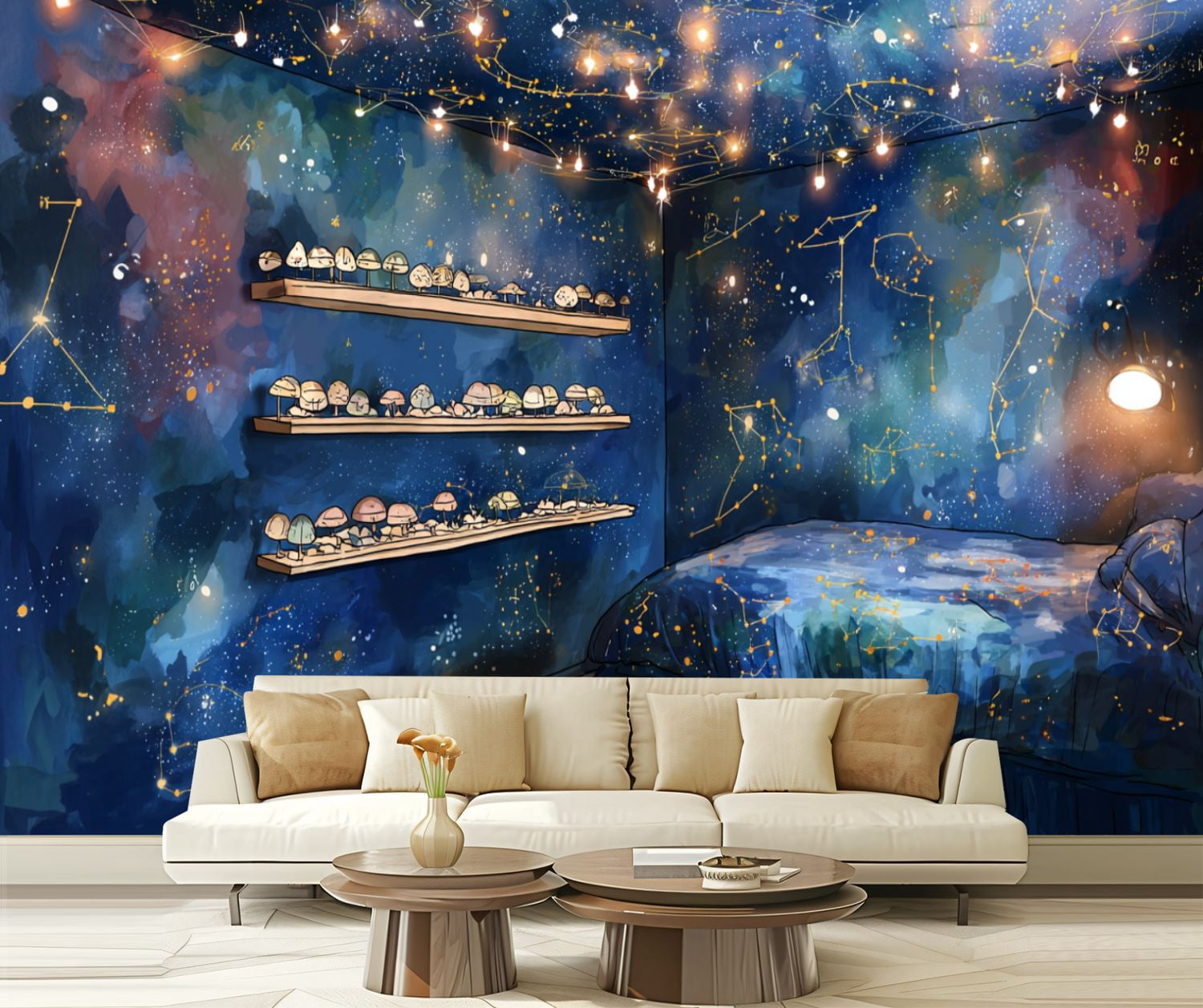 Peel and Stick Wallpaper Magical Space Nebula Wall Paint Twinkling Star ...