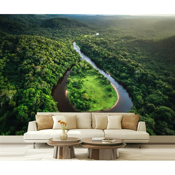 Peel and Stick Wallpaper Mata Atlantica Atlantic Forest Brazil Modern Art Wall Mural Decor Self Adhesive and Removable 69in x 98in