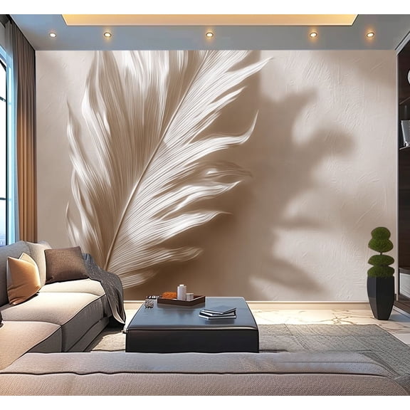 Peel and Stick Wallpaper Waterproof Modern Minimalist Art Large Palm Leaf Beige Wall Mural Decor Self Adhesive and Removable 100in x 144in