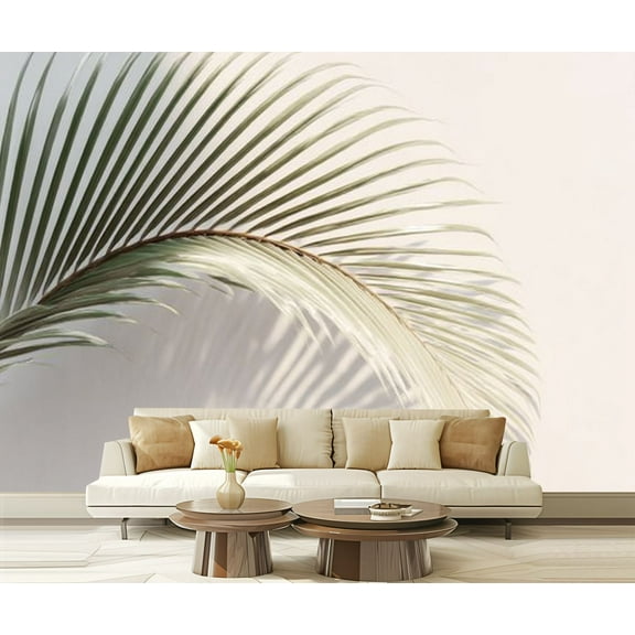 Peel and Stick Wallpaper Waterproof Modern Palm Frond Print Soft Lines Gentle Shadows Wall Mural Decor Self Adhesive and Removable 69in x 98in