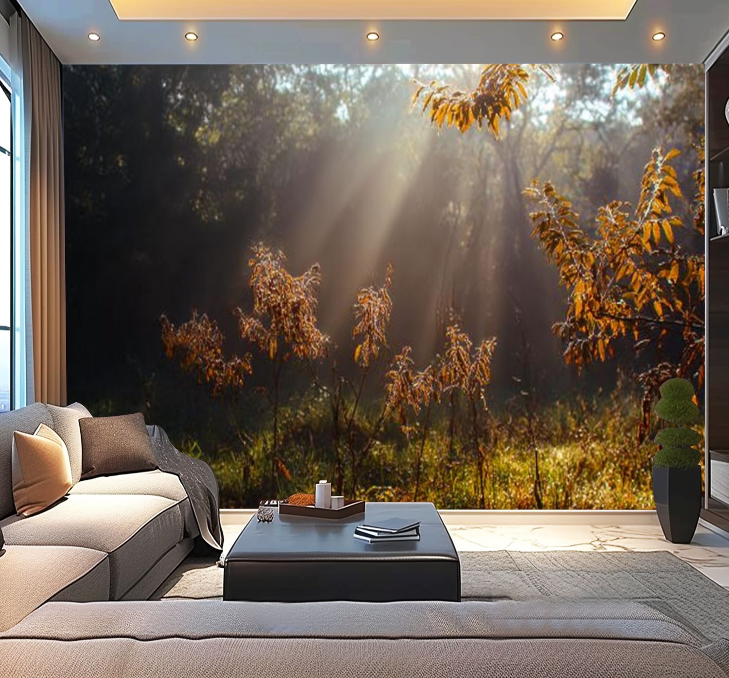 Peel and Stick Wallpaper Morning forest Dew grass Modern Art Wall Mural Decor Self Adhesive and Removable 100in x 144in