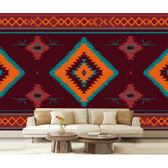 Peel and Stick Wallpaper Native American Southwest Aztec Navajo Modern Art Wall Mural Decor Self Adhesive and Removable 69in x 98in