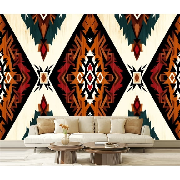 Peel and Stick Wallpaper Native american Southwest Aztec Modern Art Wall Mural Decor Self Adhesive and Removable 69in x 98in