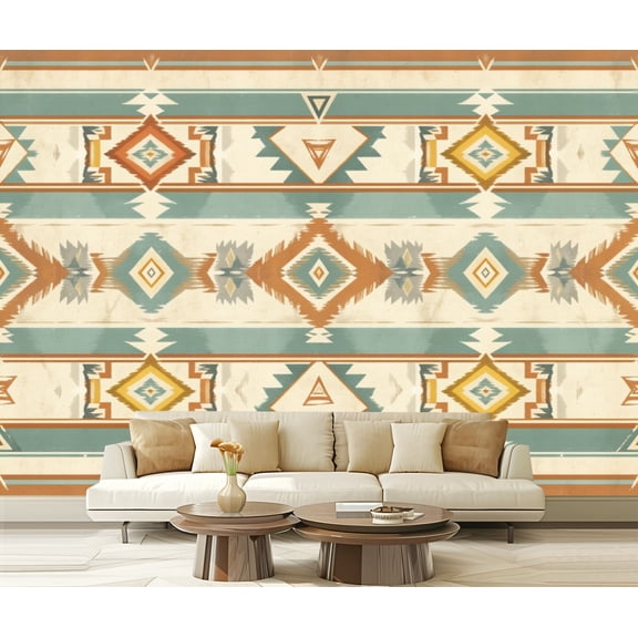 Peel and Stick Wallpaper Native american tribal indian Modern Art Wall Mural Decor Self Adhesive and Removable 69in x 98in