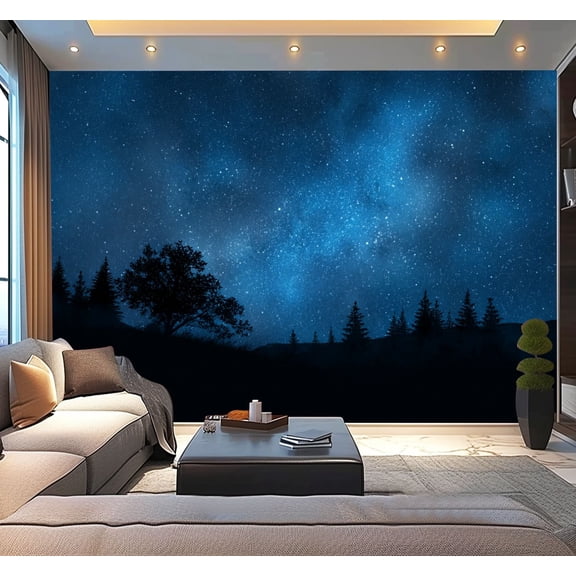Peel and Stick Wallpaper Night sky landscape Modern Art Wall Mural Decor Self Adhesive and Removable 100in x 144in