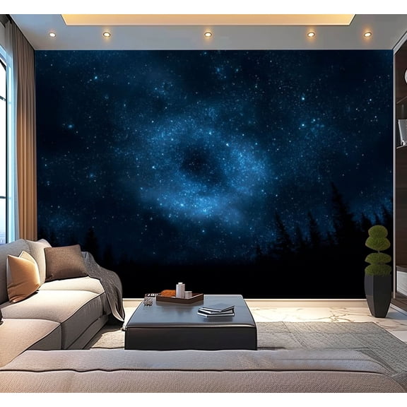 Peel and Stick Wallpaper Night sky landscape Modern Art Wall Mural Decor Self Adhesive and Removable 100in x 144in