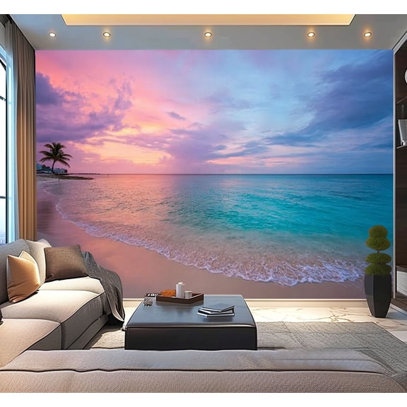 Peel and Stick Wallpaper Pink Sunset Modern Art Wall Mural Decor Self Adhesive and Removable 100in x 144in