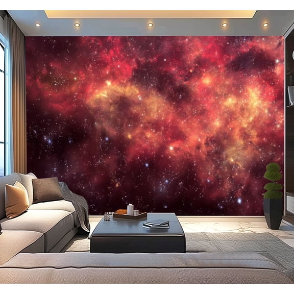 Peel and Stick Wallpaper Red nebula Modern Art Wall Mural Decor Self Adhesive and Removable 100in x 144in