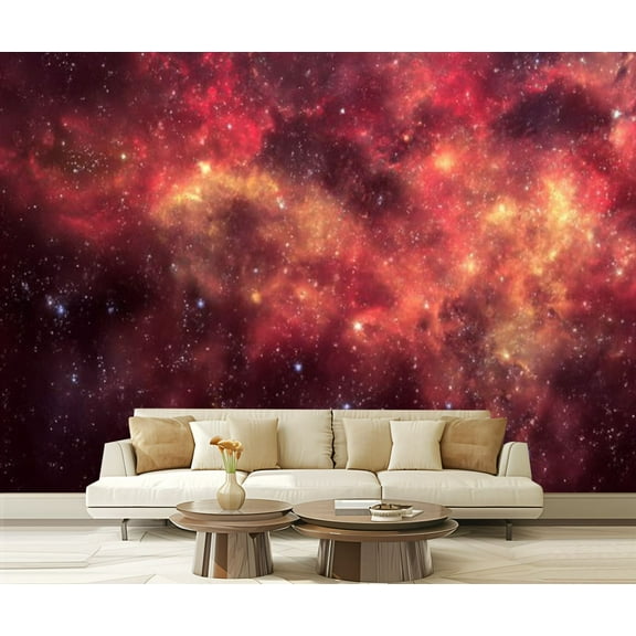 Peel and Stick Wallpaper Red nebula Modern Art Wall Mural Decor Self Adhesive and Removable 69in x 98in
