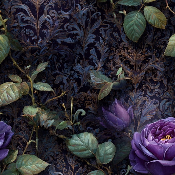 Peel and Stick Wallpaper Romantic Velvet Roses Damask 17.7in x 9.8ft Self Adhesive Contact Paper Removable