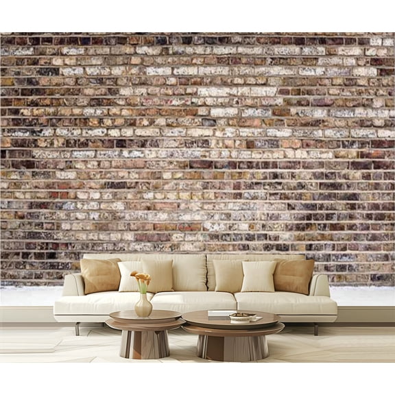 Peel and Stick Wallpaper Rustic Weathered Brick Wall Texture Aged Stone Modern Art Wall Mural Decor Self Adhesive and Removable 69in x 98in