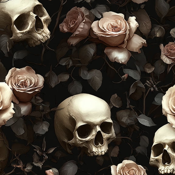 Peel and Stick Wallpaper Skull Rose Floral Dark 24in x 118in Contact Paper Removable Self Adhesive Wall Mural Wall Decor for Bedroom Kitchen Cabinets