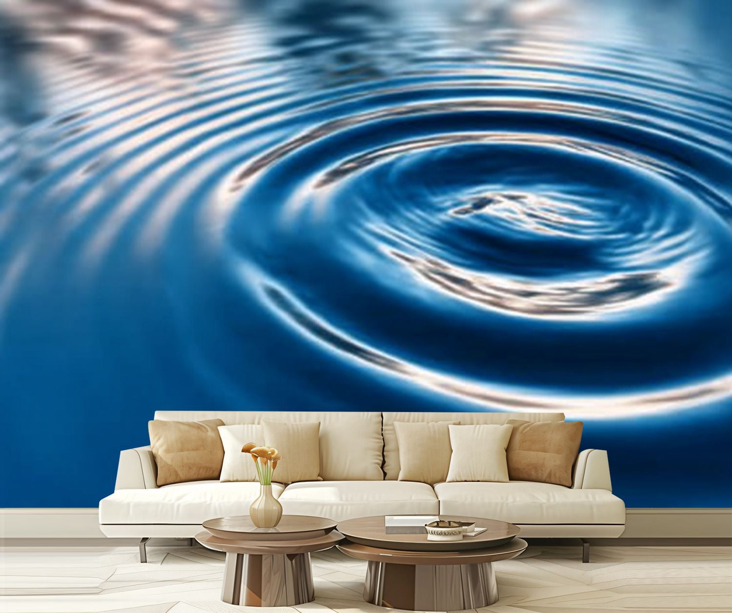 Peel and Stick Wallpaper Smoothly water Waves Modern Art Wall Mural Decor Self Adhesive and Removable 69in x 98in