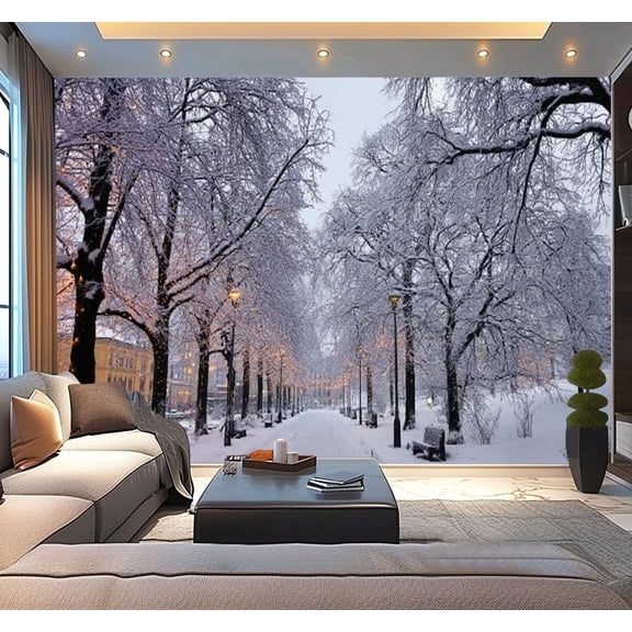 Peel and Stick Wallpaper Snow Oslo Modern Art Wall Mural Decor Self Adhesive and Removable 100in x 144in