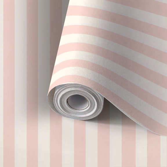 Peel and Stick Wallpaper Soft Pink Cream Stripe Elegant Removable Wall Mural for Bedroom Self Adhesive Wall Sticker for Living Room 17.7x118in