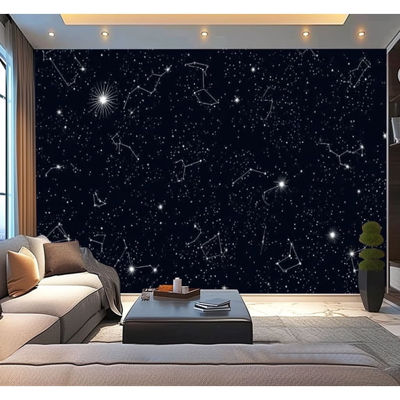 Peel and Stick Wallpaper Space sky celestial map star constellations planets Modern Art Wall Mural Decor Self Adhesive and Removable 100in x 144in