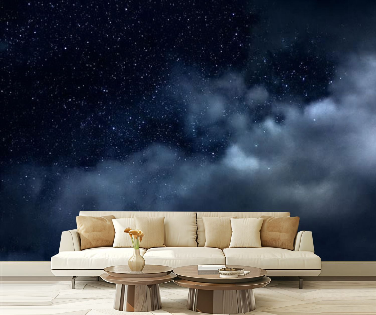 Peel and Stick Wallpaper Starry Sky Stars Clouds Modern Art Wall Mural Decor Self Adhesive and Removable 69in x 98in