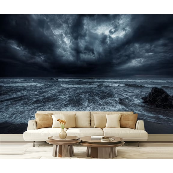 Peel and Stick Wallpaper Stormy sea Modern Art Wall Mural Decor Self Adhesive and Removable 69in x 98in