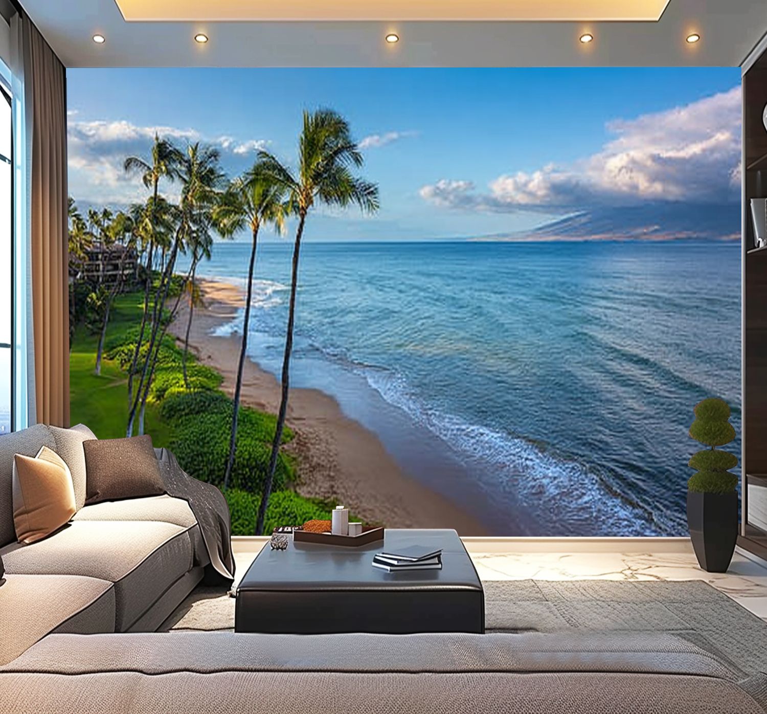 Peel and Stick Wallpaper Sugar Beach Kihei Maui Hawaii Modern Art Wall Mural Decor Self Adhesive and Removable 100in x 144in