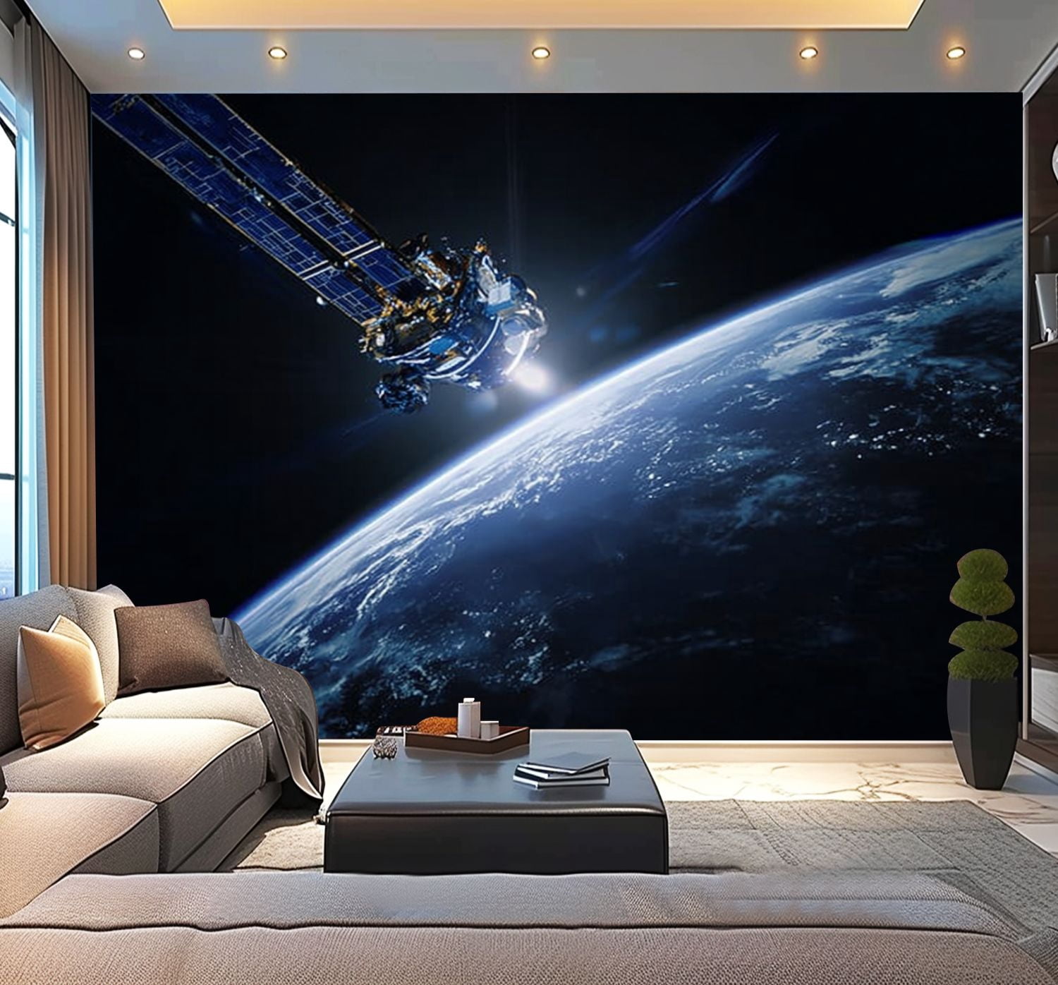 Peel and Stick Wallpaper Sunrise Space Modern Art Wall Mural Decor Self Adhesive and Removable 100in x 144in