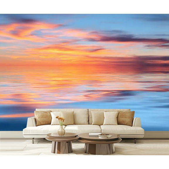 Peel and Stick Wallpaper Sunset sky reflected water Modern Art Wall Mural Decor Self Adhesive and Removable 69in x 98in