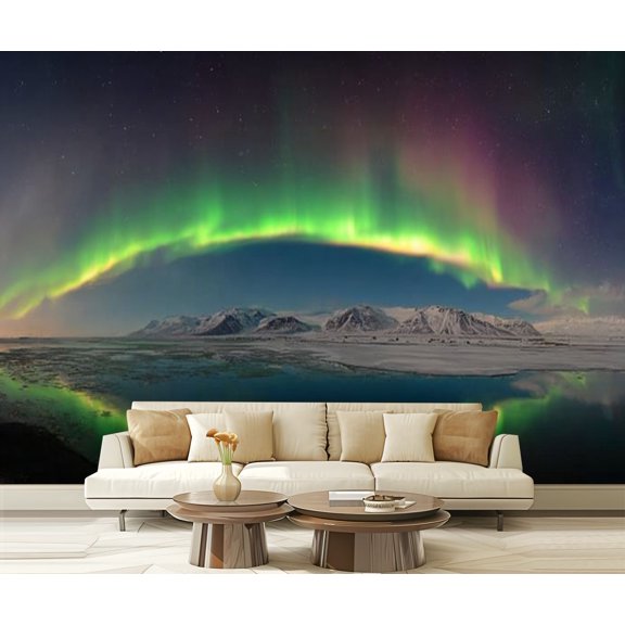 Peel and Stick Wallpaper This beautiful northern lights borealis Iceland dancing Modern Art Wall Mural Decor Self Adhesive and Removable 69in x 98in