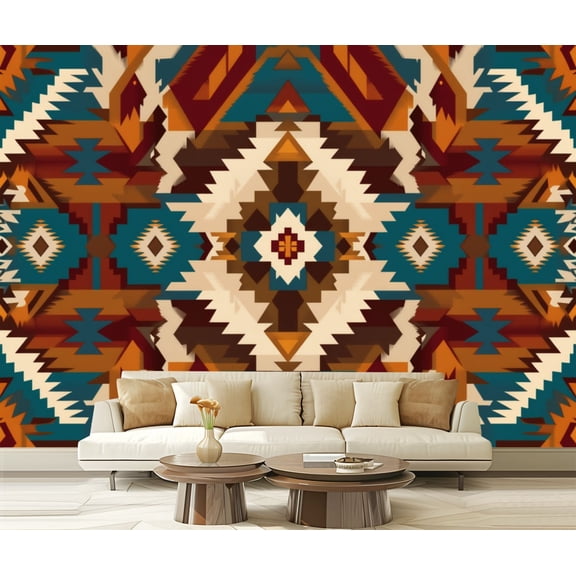 Peel and Stick Wallpaper Traditional Tribal Aztec seamless Modern Art Wall Mural Decor Self Adhesive and Removable 69in x 98in
