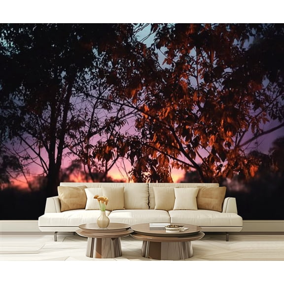 Peel and Stick Wallpaper Tree silhouette Modern Art Wall Mural Decor Self Adhesive and Removable 69in x 98in