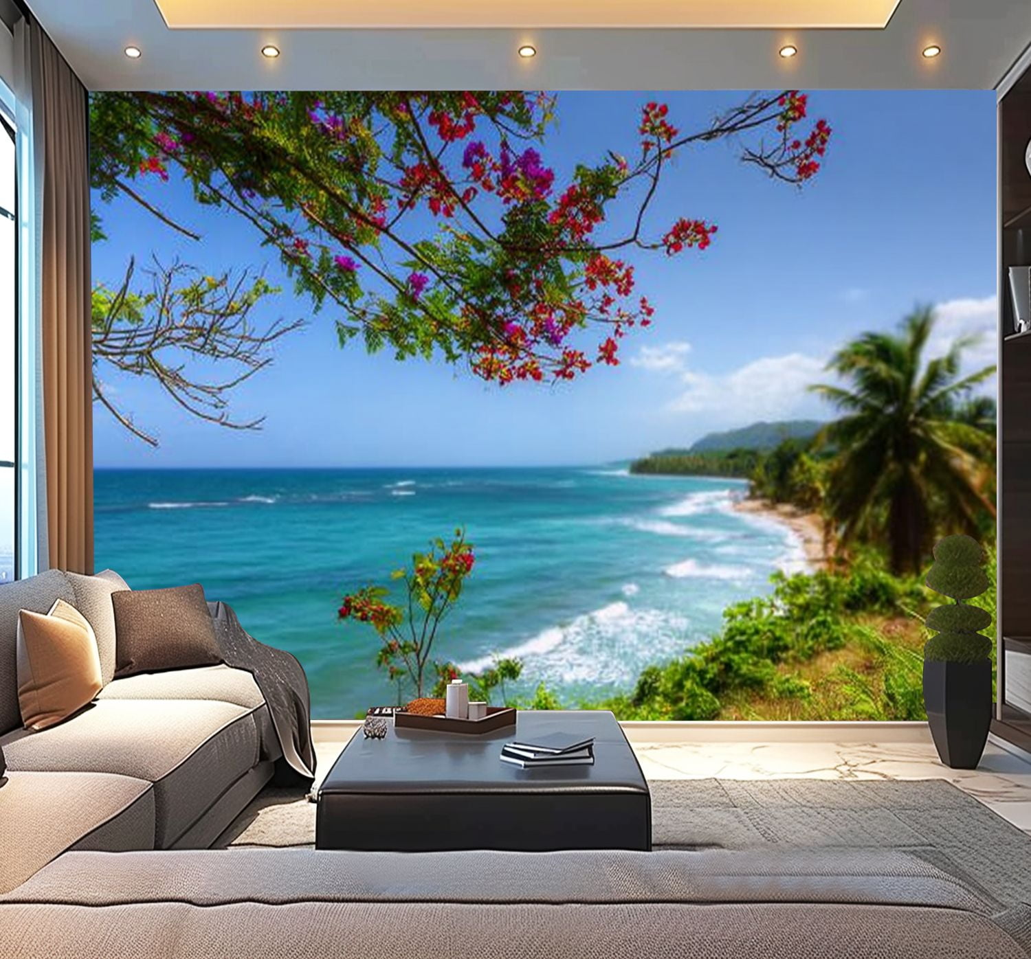 Peel and Stick Wallpaper Tropical Puerto Rico Modern Art Wall Mural Decor Self Adhesive and Removable 100in x 144in