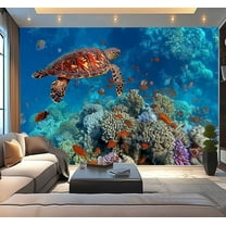 Peel and Stick Wallpaper Tropical fish turtle Modern Art Wall Mural Decor Self Adhesive and Removable 100in x 144in