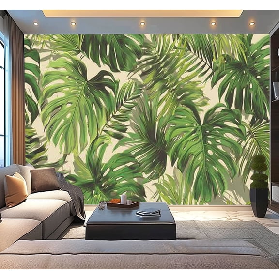 Peel and Stick Wallpaper Tropical palm leaves jungle leaf floral Modern Art Wall Mural Decor Self Adhesive and Removable 100in x 144in