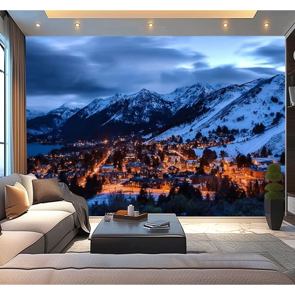 Peel and Stick Wallpaper Villa Catedral Ski Resort Modern Art Wall Mural Decor Self Adhesive and Removable 100in x 144in